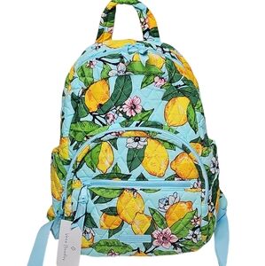 Vera Bradley Lemons Quilted Small Compact Cotton Backpack